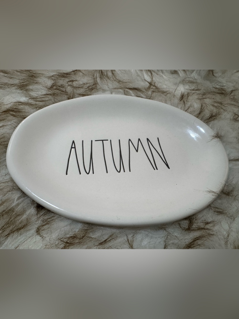 Rae Dunn appetizer White Ceramic 'AUTUMN' Oval Platter